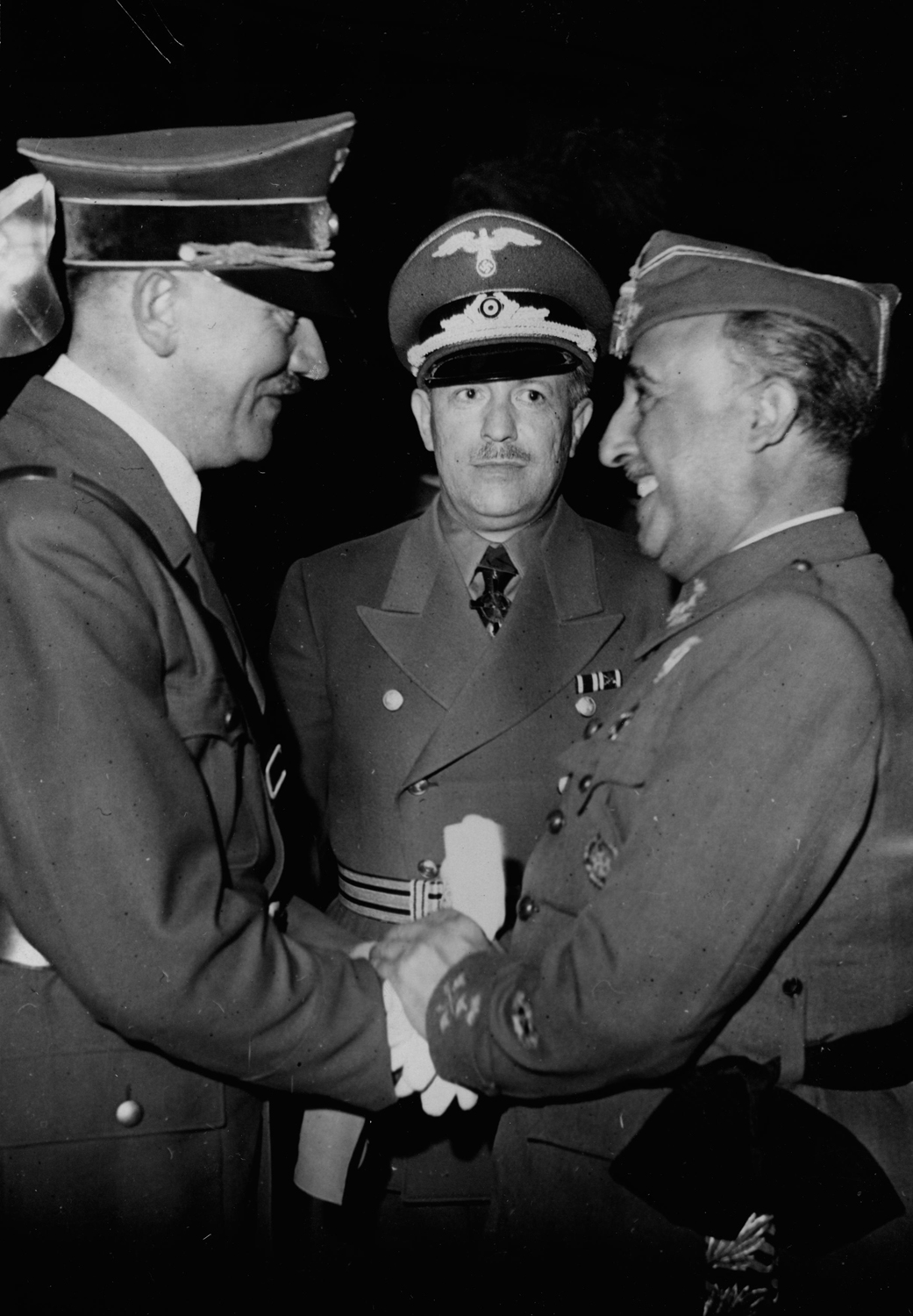 Adolf Hitler greets Francisco Franco in Hendaye near the Spanish border